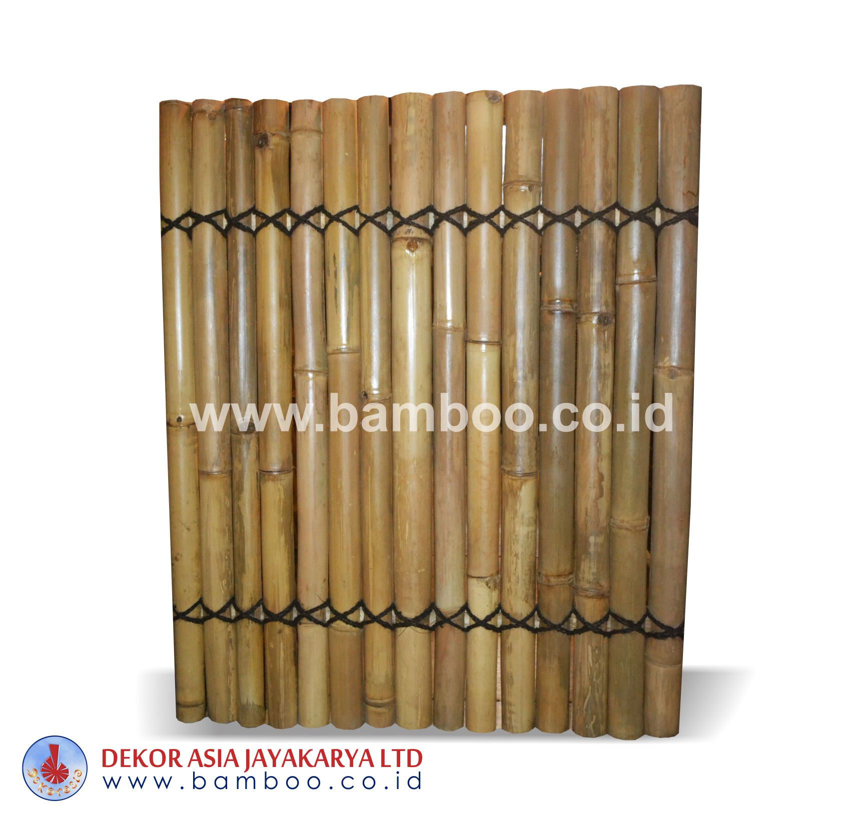 Half cut Natural bamboo fence 2 back slats black coco rope